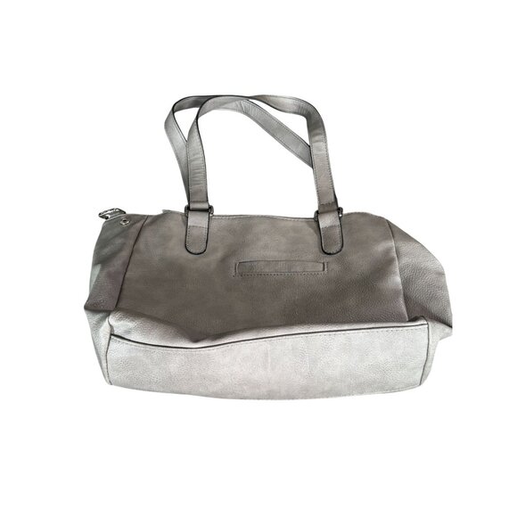 Gray Tote Bag With Dual Handles & Front Zipper Pocket - Picture 2 of 8